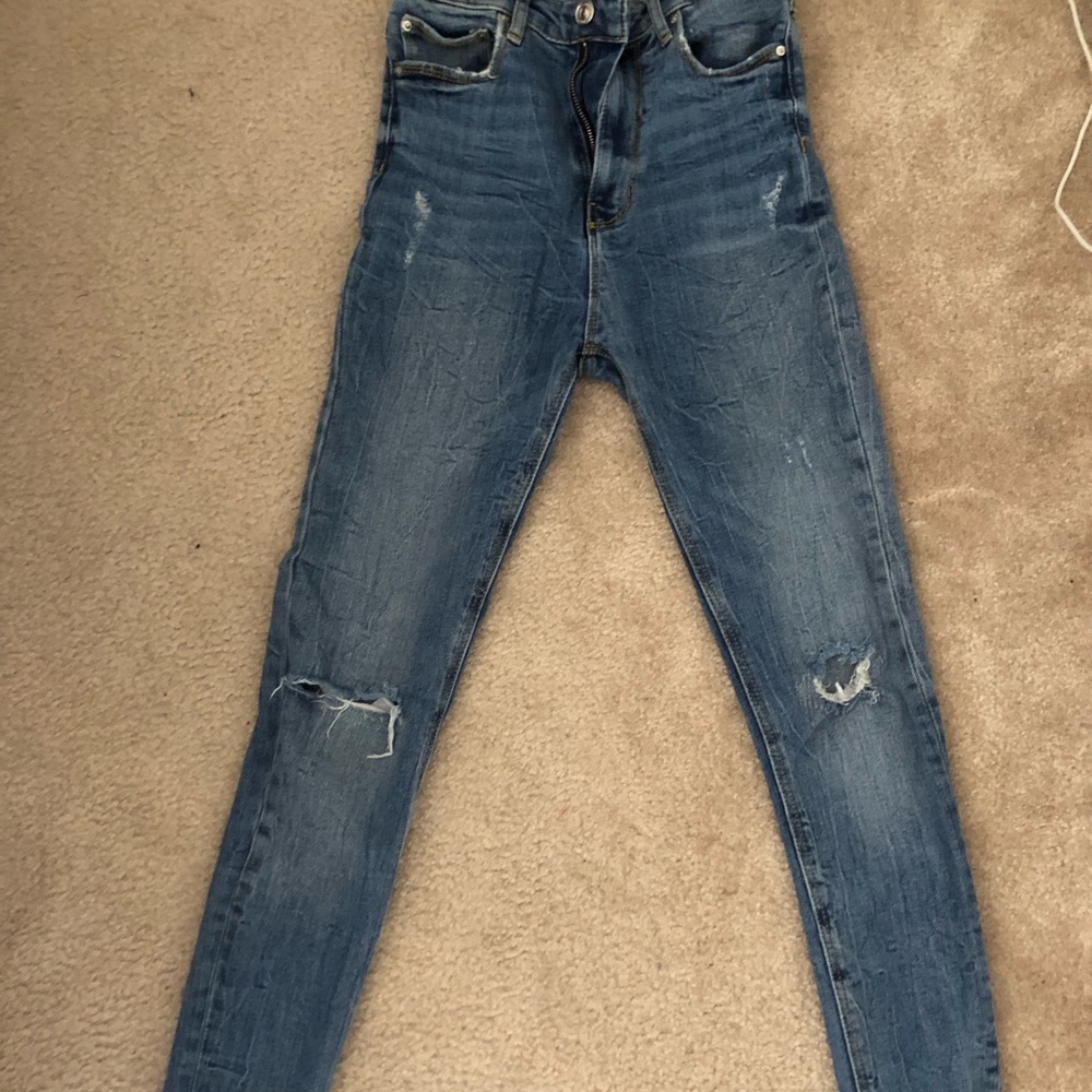 Zara Distressed Skinny Jeans with Raw Hem